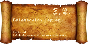 Balassovich Megyer névjegykártya